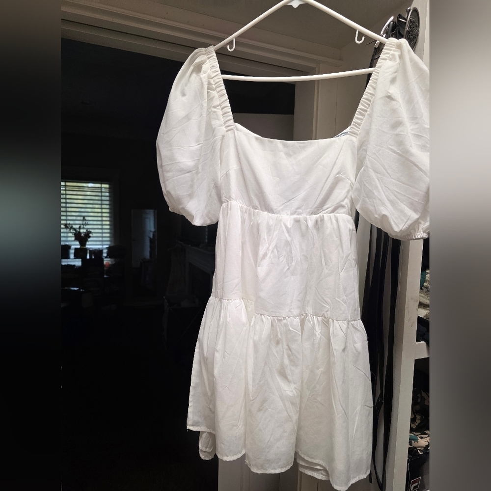 White Puff Sleeve Dress